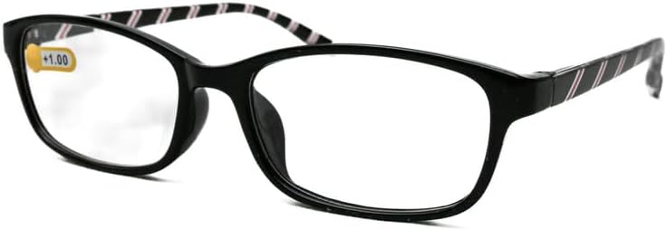 Daiso Square Stripe Reading Glasses - Plus 1.0 - Black/White - Image 2